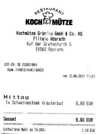 dierichtigewahl H�ffner Kochm�tze Restaurant